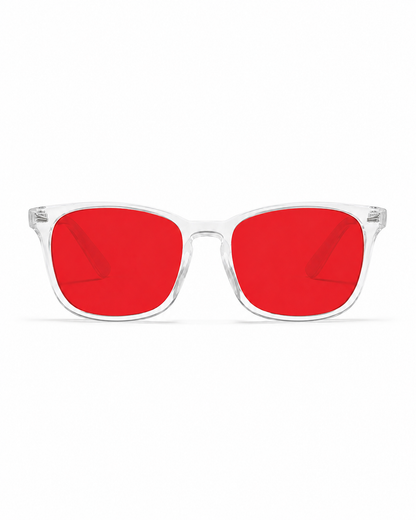 Crystal transparent ramme – rød glass – forfra