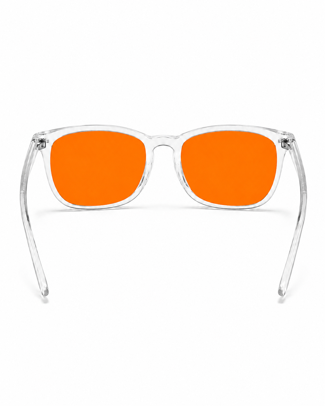 Blålysbriller transparent ramme oransje glass – bakfra