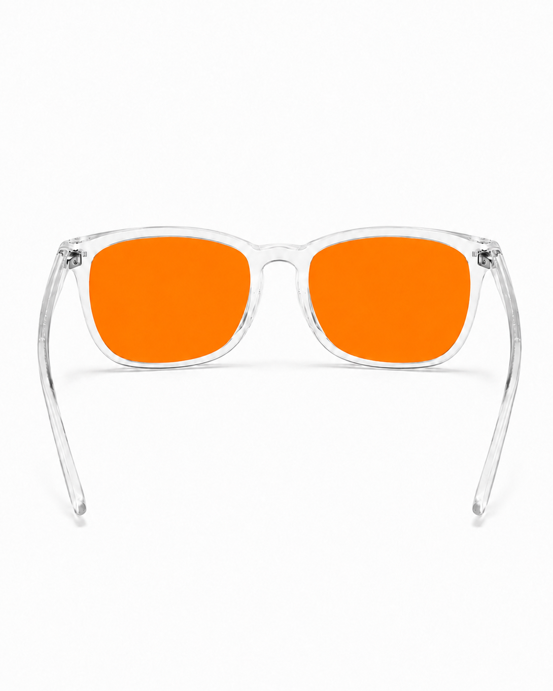 Blålysbriller transparent ramme oransje glass – bakfra