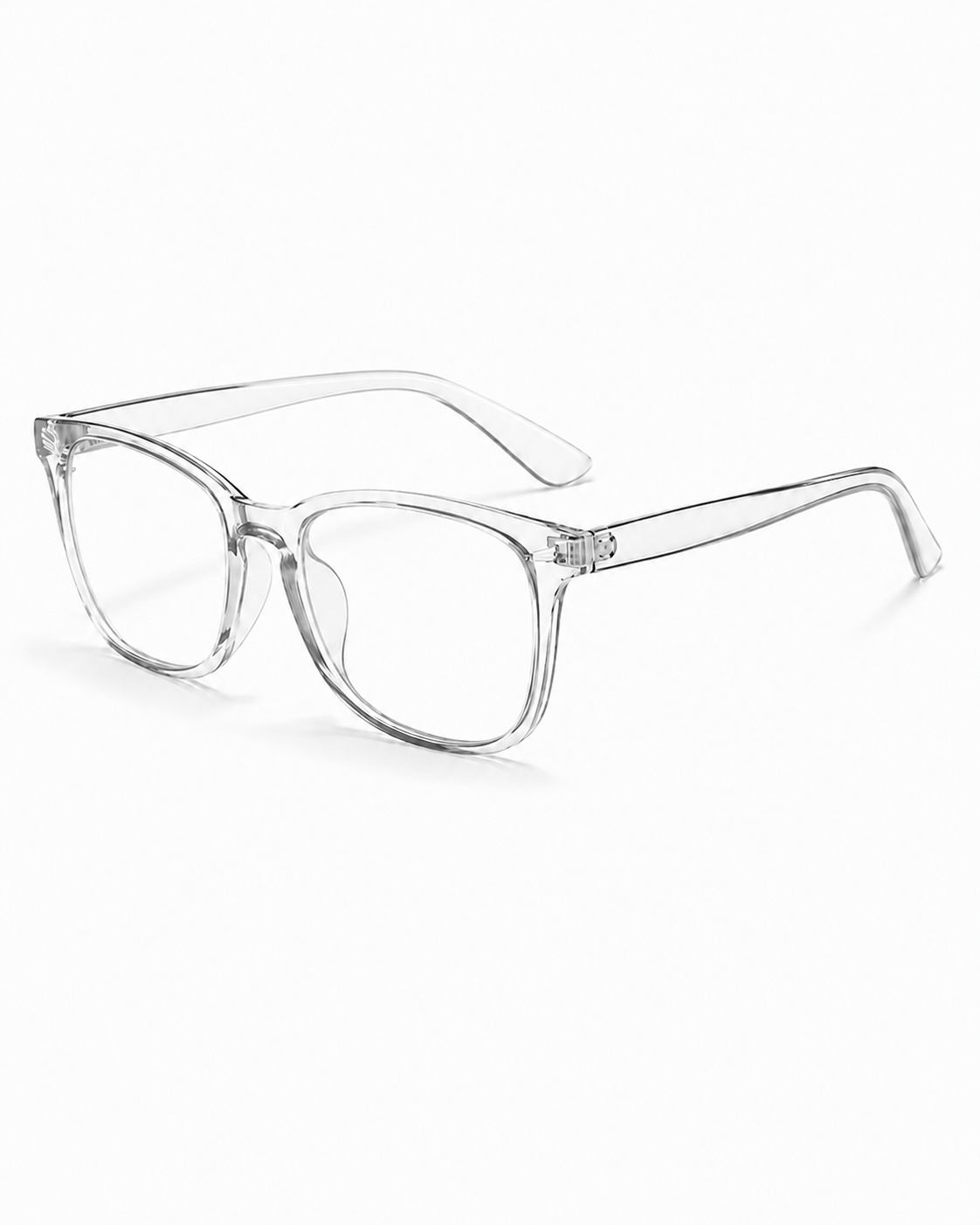Blålysbriller transparent grå ramme klare glass – sidevinkel 2